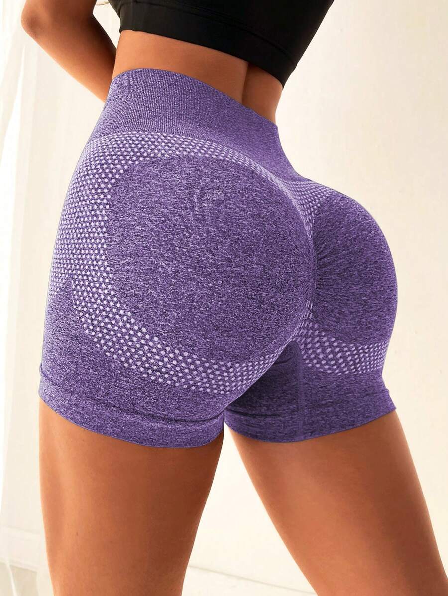 Yoga Basic Quần Shorts Thể thao Nữ Xù màu trơn - Màu tím - Xem 1