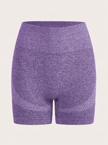 Yoga Basic Quần Shorts Thể thao Nữ Xù màu trơn - Màu tím - Xem 6
