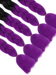 件裝大號編織頭髮 24 英寸適合婦女和兒童日常假期和角色扮演編織服裝黑色紫色多色時尚合成頭髮鉤針接髮實用而靈活的高溫頭髮