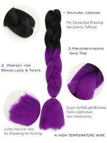 件裝大號編織頭髮 24 英寸適合婦女和兒童日常假期和角色扮演編織服裝黑色紫色多色時尚合成頭髮鉤針接髮實用而靈活的高溫頭髮