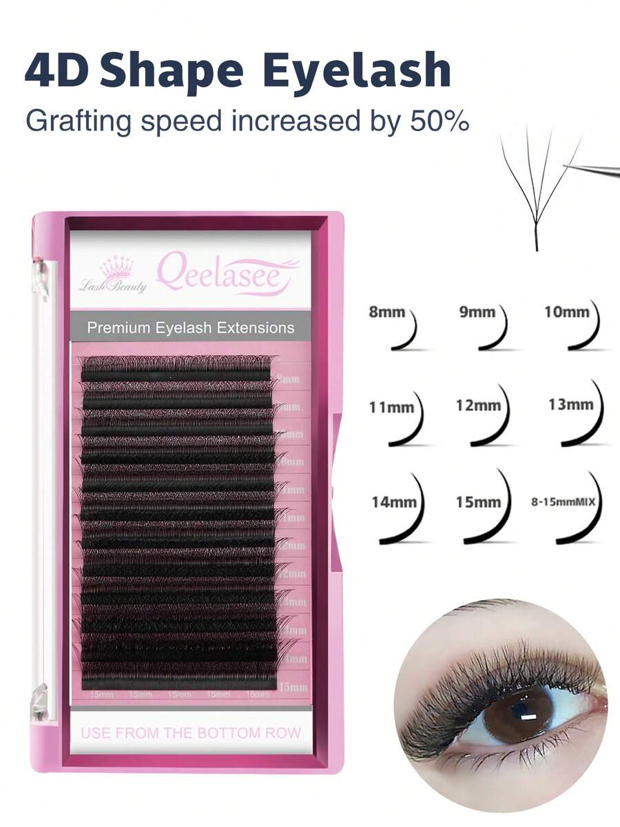 8-15毫米混合W形睫毛仿貂皮4D睫毛延长睫毛延长用品