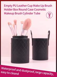 Soporte portátil para brochas de maquillaje, 1 organizador de maquillaje negro Argyle, caja organizadora de herramientas de maquillaje, cubo para brochas de maquillaje, portalápices, soporte multiusos, caja de almacenamiento para maquillaje - Negro - Ver 2