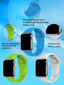 5條粉色黑色藍色白色綠色矽膠智能錶帶男女款，兼容Apple Watch錶帶38毫米40毫米41毫米42毫米44毫米45毫米，兼容Apple Watch系列SE/8/7/6/5/4/3/2/1 - 彩色 - 查看 5