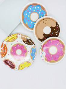 Plato desechable de papel de 16 piezas, plato desechable de diseño de donut moderno para el hogar - Multicolor - Ver 1