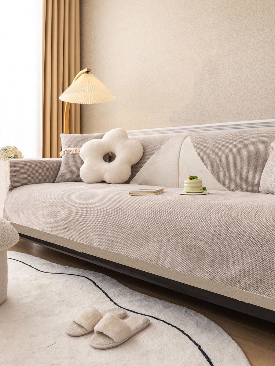 1 Màu Sofa Khăn Tối Giản Ghế Sofa Polyester Bọc Chăn Cho Gia Đình - Lạc đà - Xem 1