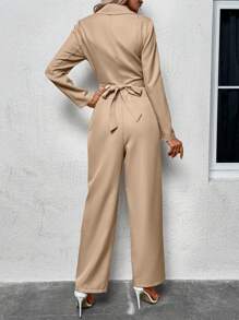 SHEIN Privé col à revers Blazer court & à poche Pantalon