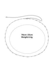 1pc Fashion Copper Faux Pearl Decor Waist Chain For Women For Gift - Silver - View 6