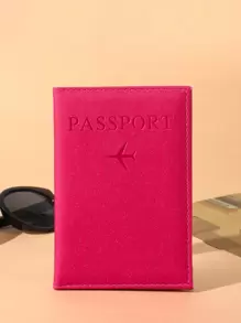 Pu Faux Marble Pattern Minimalist Passport Holder vacation accessories for holiday season - Hot Pink - View 1