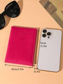 Pu Faux Marble Pattern Minimalist Passport Holder vacation accessories for holiday season - Hot Pink - View 4