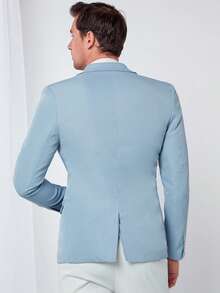 GENTILAND Hombres 1 pieza Blazer con botón sin floral - Celeste - Ver 2