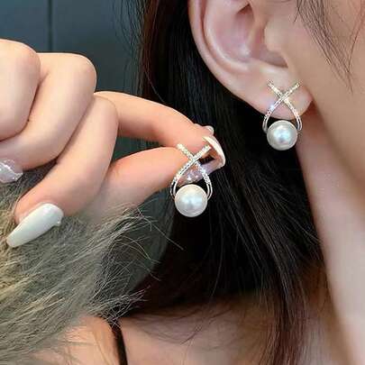 1 đôi Thời trang Hợp kim kẽm Đồ trang trí Ngọc Trai giả Bông tai stud Đối với phụ nữ Đối với Cuộc sống hàng ngày