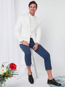 Manfinity NiteLyfe Áo cộc tay Nam Túi Nút phía trước màu trơn Buổi tiệc - trắng - Xem 3
