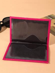 Pu Faux Marble Pattern Minimalist Passport Holder vacation accessories for holiday season - Hot Pink - View 5