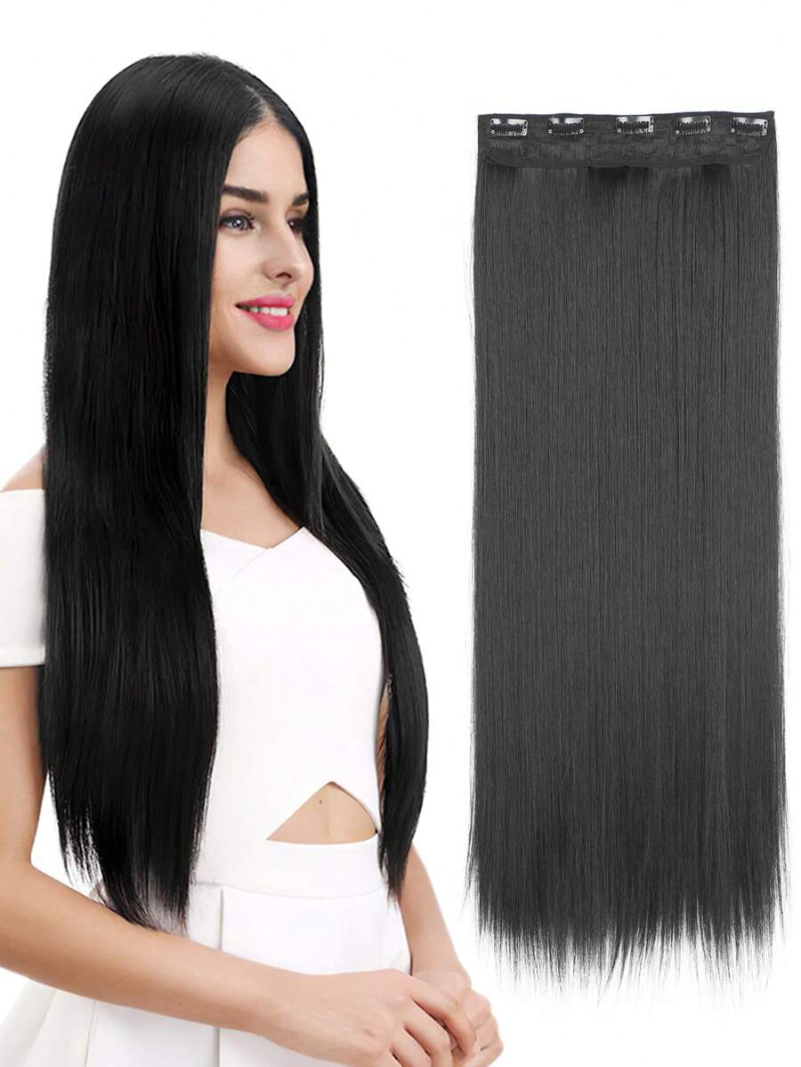 Kẹp Trong Phần Mở Rộng Tóc Tổng Hợp Dài Thẳng - màu đen - Xem 1