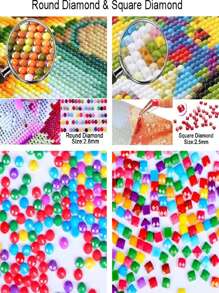 1套PMMA DIY無框鑽石畫可愛狗和花卉圖案DIY鑽石無框畫用於家居裝飾禮品 - 彩色 - 查看 4