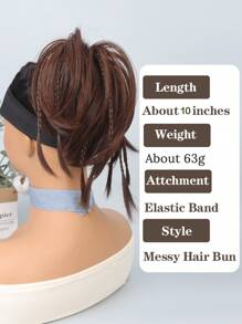 Short Straight Braided Synthetic Hair Updo - Rust Brown - View 5