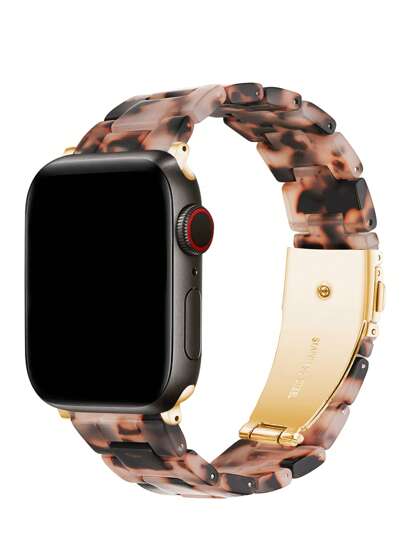 1 Stück braun & weiß gemischtes Apfelbaum Armband aus Harz, lässig & vielseitig, wasserdicht, längenverstellbar für Apple Watch Ultra 2/1, SE, S10/9/8/7/6/5/4/3/2/1, Größe 38/40/41/42/44/45/49mm