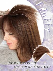 合成髮根墊隱形墊高直髮夾式假髮接髮,女士假髮淺棕色蓬鬆假髮製品 - Light Brown - 查看 1