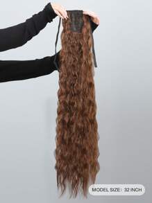 Long Curly Ponytail Synthetic Hair Extension - Light Brown - View 2
