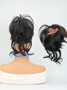 Curly Synthetic Hair Updo - Black - View 1