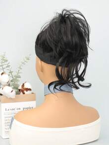 Curly Synthetic Hair Updo - Black - View 6