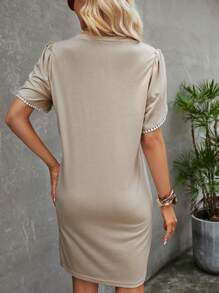 SHEIN LUNE Vestido estilo camiseta manga tulipán - Albaricoque - Ver 2