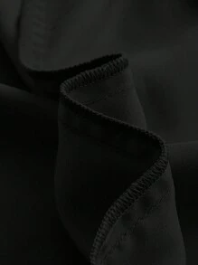 SHEIN Belle Đầm Lộ Lưng Xù Dây kéo Tách cao màu trơn Thanh lịch - màu đen - Xem 4