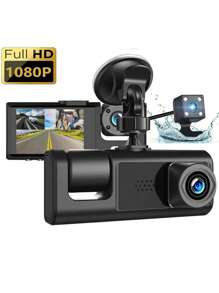 3 Lens 1080P Car Dashcam 2 Inch Mini Car G-Sensor Video Recording With Type C Port - Black - View 1