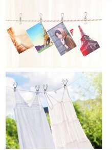 20 件装多用途防风衣夹不锈钢海洋级耐用夹子金属挂夹适用于衣服毛巾袜子 - 銀色 - 查看 4