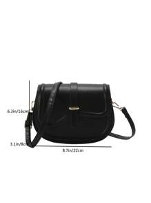 Small Saddle Bag Solid Colour Flap - Black - View 2