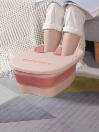 1pc PP Wash Basin, Modern Two Tone Portable Foot Wash Basin For Home Home Bathroom Decor Fall Decor Back To School