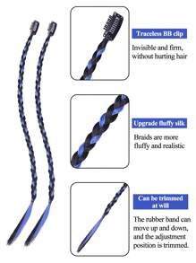 嬰兒編織前側劉海長款編織馬尾辮延長辮派對彩色夾片接髮2入組一夾接髮22英寸直筒合成纖維假髮適合女士兒童女孩萬聖節聖誕角色扮演 - 彩色 - 查看 6