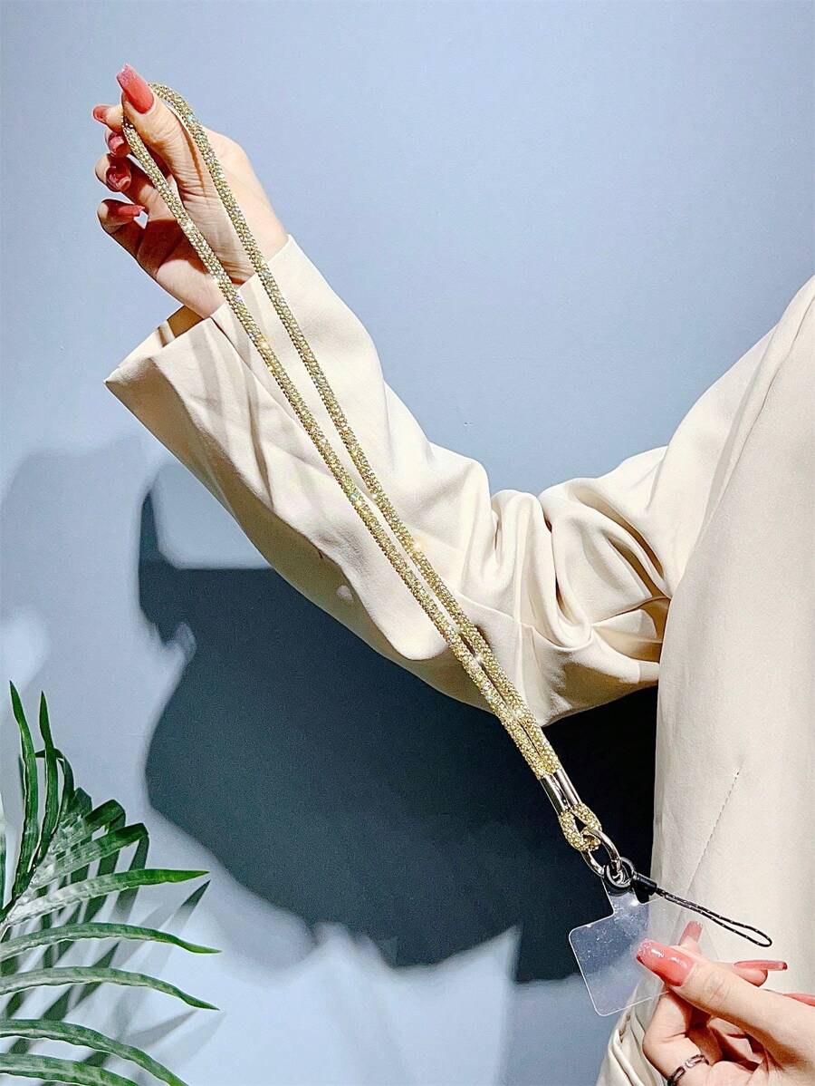 1 dây buộc điện thoại trang trí đá nhân tạo - Vàng - Xem 1