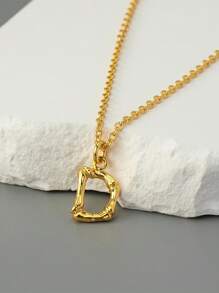 1pc Fashion Copper Letter Pendant Necklace For Women For Daily Life - Yellow Gold - View 5