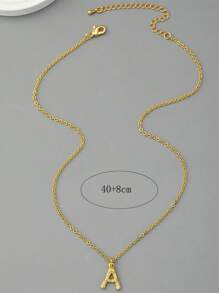 1pc Fashion Copper Letter Pendant Necklace For Women For Daily Life - Yellow Gold - View 6