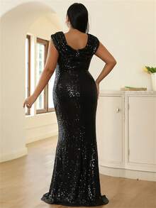 seomiscky Vestido de vestir de muslo con abertura con lentejuelas - Negro - Ver 2