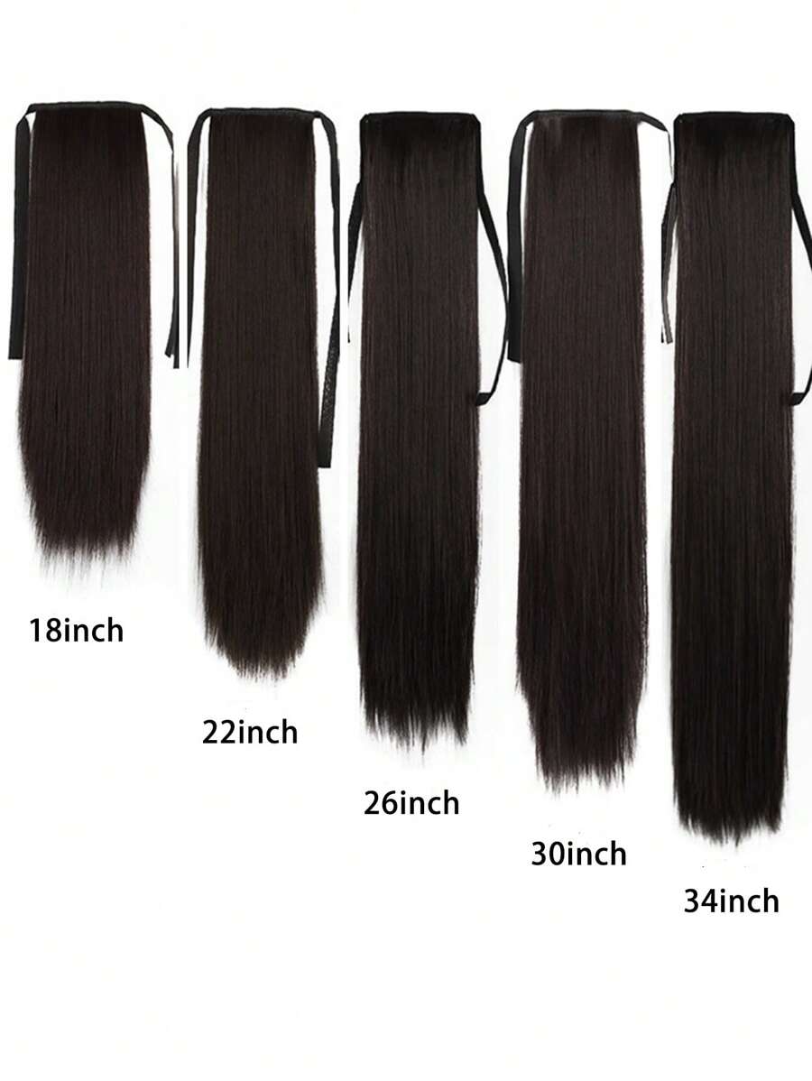 Straight Ponytail Synthetic Hair Extension - Black - View 1