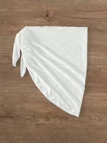 Swim Vcay Váy che phủ bãi biển mùa hè cho nữ, váy che phủ thắt nút hai bên gợi cảm màu trơn ngày lễ bãi biển - trắng - Xem 6