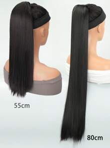 Straight Ponytail Synthetic Hair Extension - Black - View 6