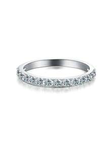 1 Pièce Moissanite Rhinestone Bague De Fiançailles Bague De Mariage Pour Femmes S925 Bague De Promesse En Argent Sterling Bague D'éternité Anniversaire Bijoux De Luxe Cadeau Bijoux De Mariée
