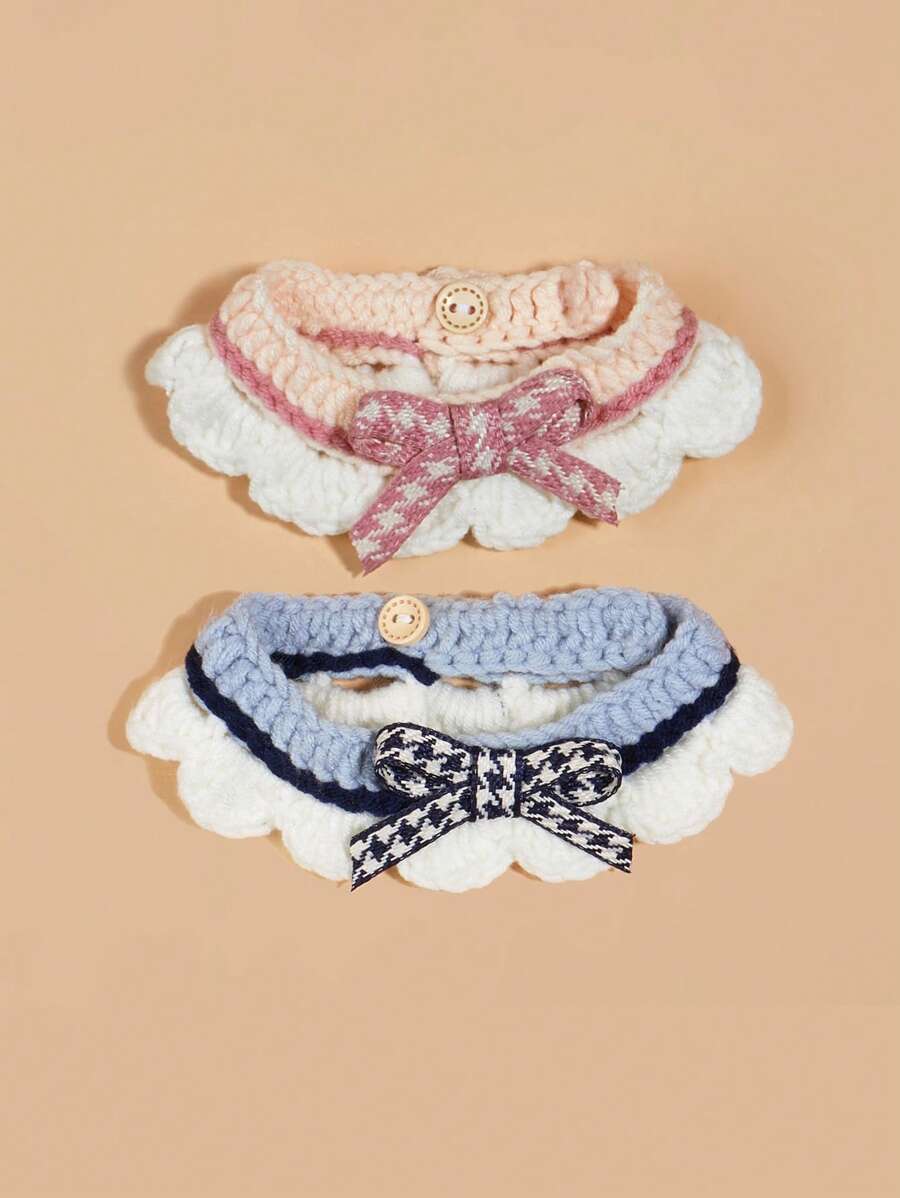 1pc Random Color Knitted Pet Scarf, Suitable For Small Cats And Dogs - Multicolor - View 1