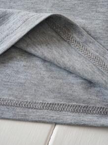 SHEIN LUNE Solid Round Neck Tee - Grey - View 5