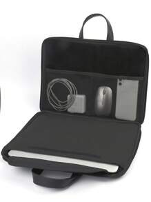 1 túi máy tính xách tay PU tối giản - màu đen - Xem 3