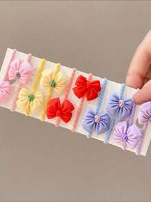 10入組女性蝴蝶結裝飾休閒髮圈適用於頭髮裝飾用品 - 彩色 - 查看 3