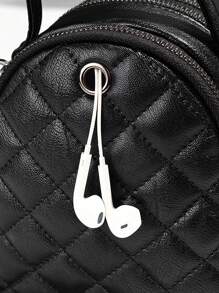 Túi Satchel mini Trang trí bằng kim loại chần bông Tay cầm trên cùng - màu đen - Xem 3