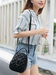 Túi Satchel mini Trang trí bằng kim loại chần bông Tay cầm trên cùng - màu đen - Xem 5