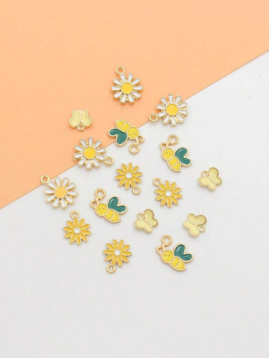 16 Cái/bộ Ngẫu Nhiên Giản Dị Hợp Kim Kẽm Hoa Tự Làm Mặt Dây Chuyền Nữ Cho Tự Làm Trang Sức Làm - Nhiều màu - Xem 1