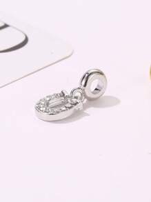 1入組魅力四射鋅合金水鑽馬蹄鐵DIY吊墜適合女士DIY首飾製作 - 銀色 - 查看 2