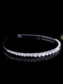 派對1入女性鑽石裝飾迷人頭帶，適用於髮飾裝飾 - 銀色 - 查看 2