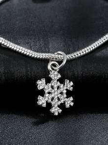 1pc Glamorous Zinc Alloy Rhinestone Snowflake DIY Pendant For Women For DIY Jewelry Making - Silver - View 2